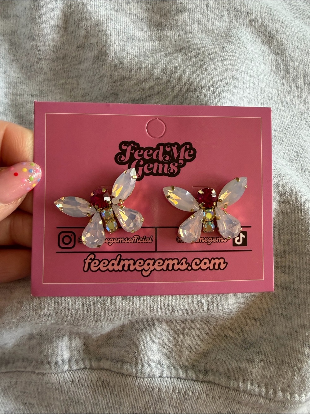 Feed Me Gems Rhinestone butterfly Earrings